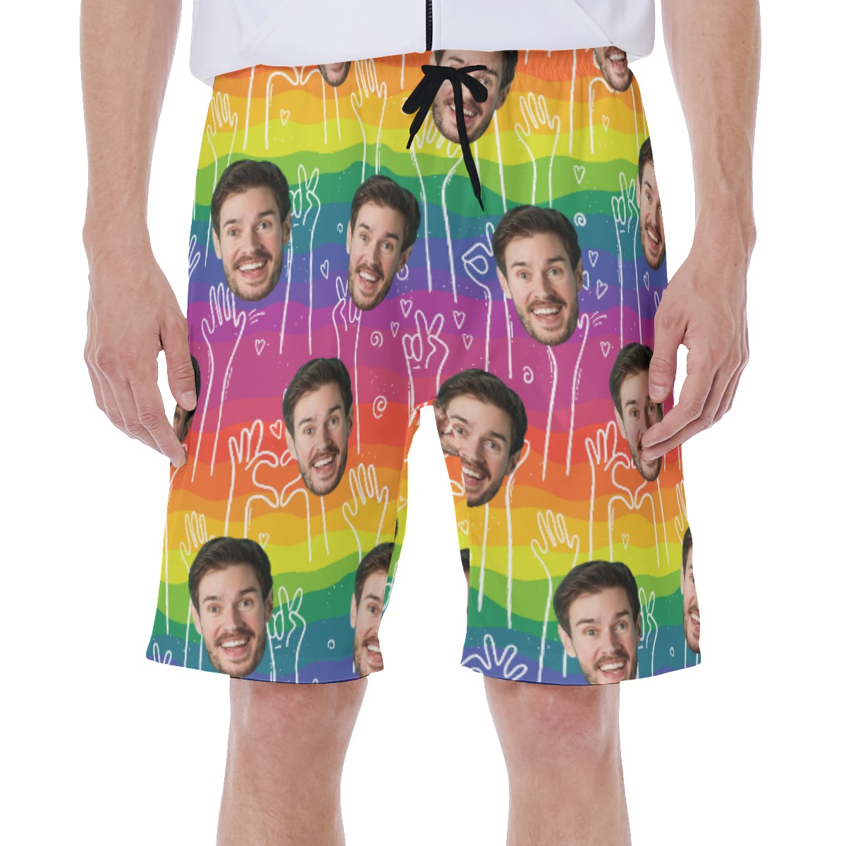 Custom Face Pride Flags Hawaiian Shorts - variant image 1