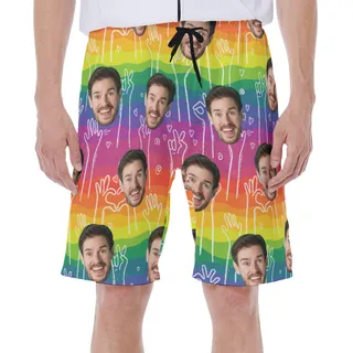Custom Face Pride Flags Hawaiian Shorts