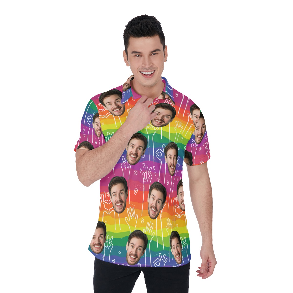 Pride Month LGBT Custom Face Collared Shirt - variant image 1