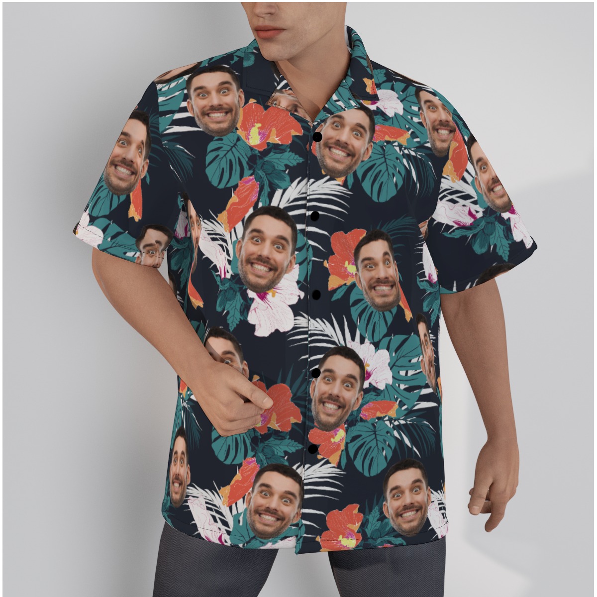 Tropical Personalized Hawaiian Shirt Custom Face For Men - variant image 1