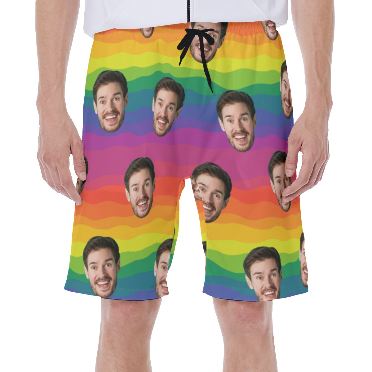LGBT Pride Flag Custom Face Hawaiian Shorts - variant image 1