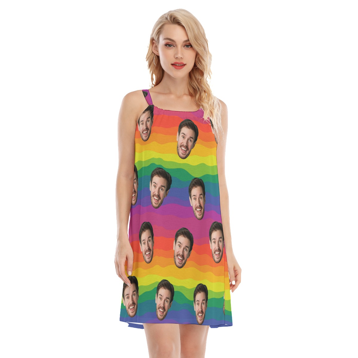 LGBT Pride Flag Cami Dress With Custom Face - variant image 1
