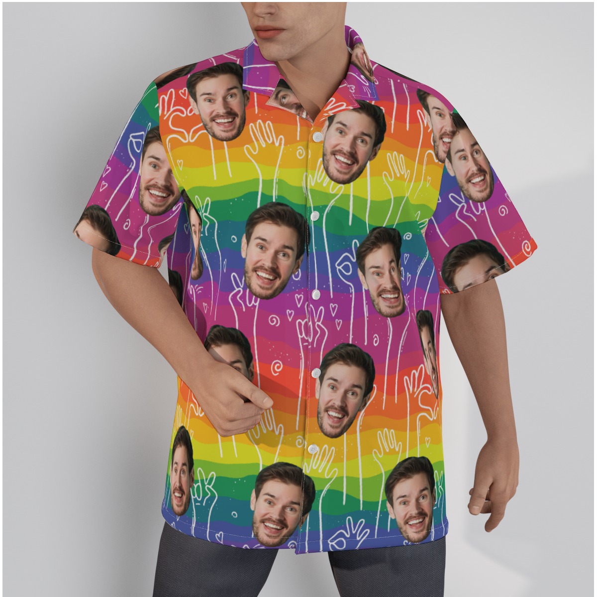 Pride Custom Face LGBT Button Up Shirt - variant image 1