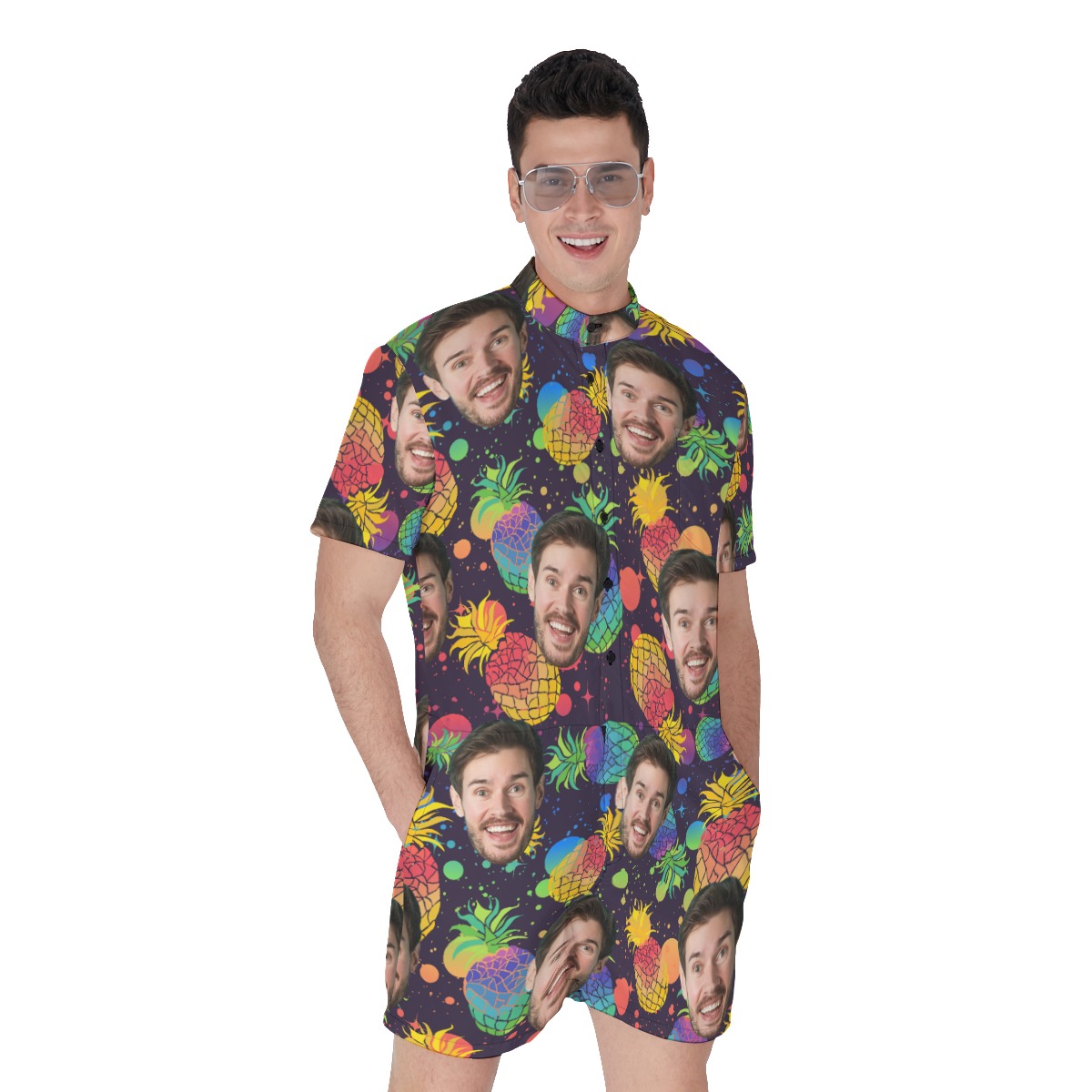 Pride Month Pineapple Custom Face Hawaiian Romper - variant image 1