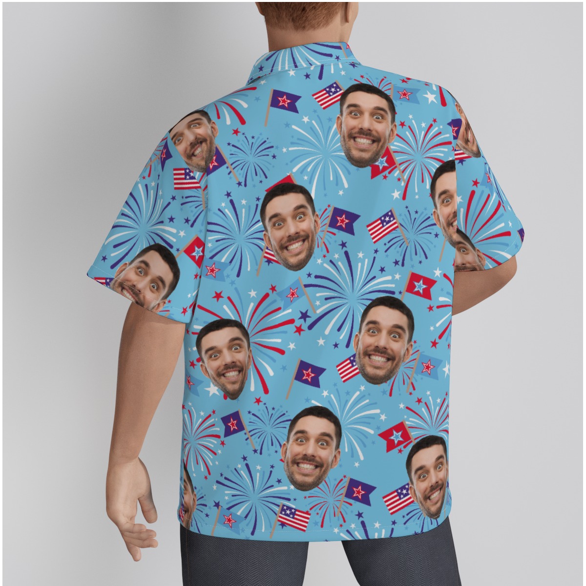 Custom Face Firework 4th Of July Hawaiian Shirt