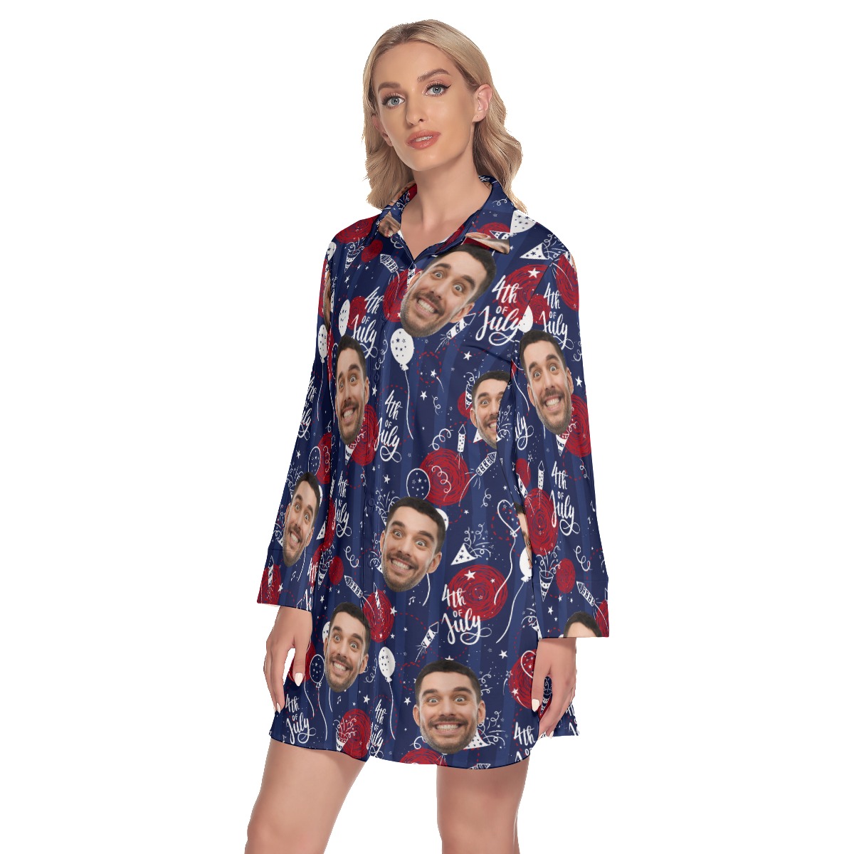 Custom Face 4th Of July Hawaiian Shirt Dress