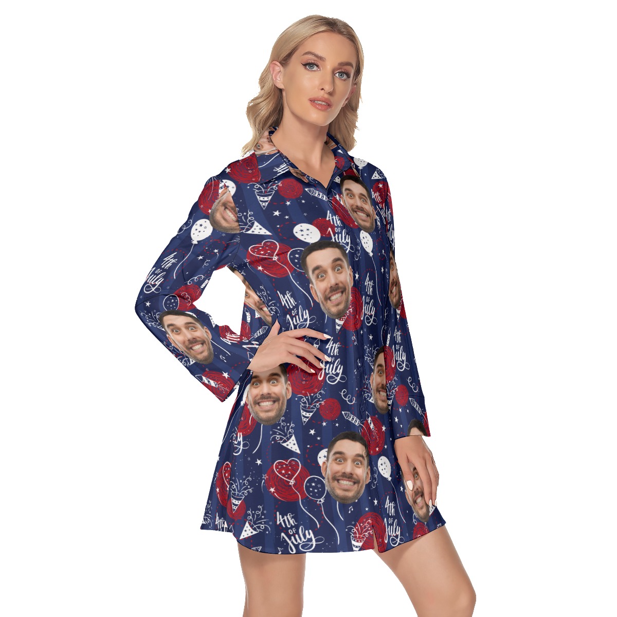 Custom Face 4th Of July Hawaiian Shirt Dress