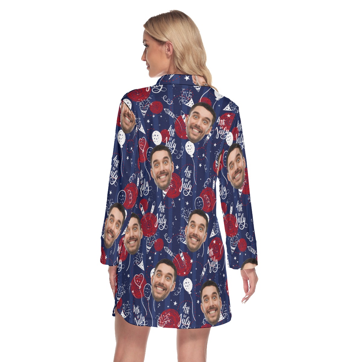 Custom Face 4th Of July Hawaiian Shirt Dress