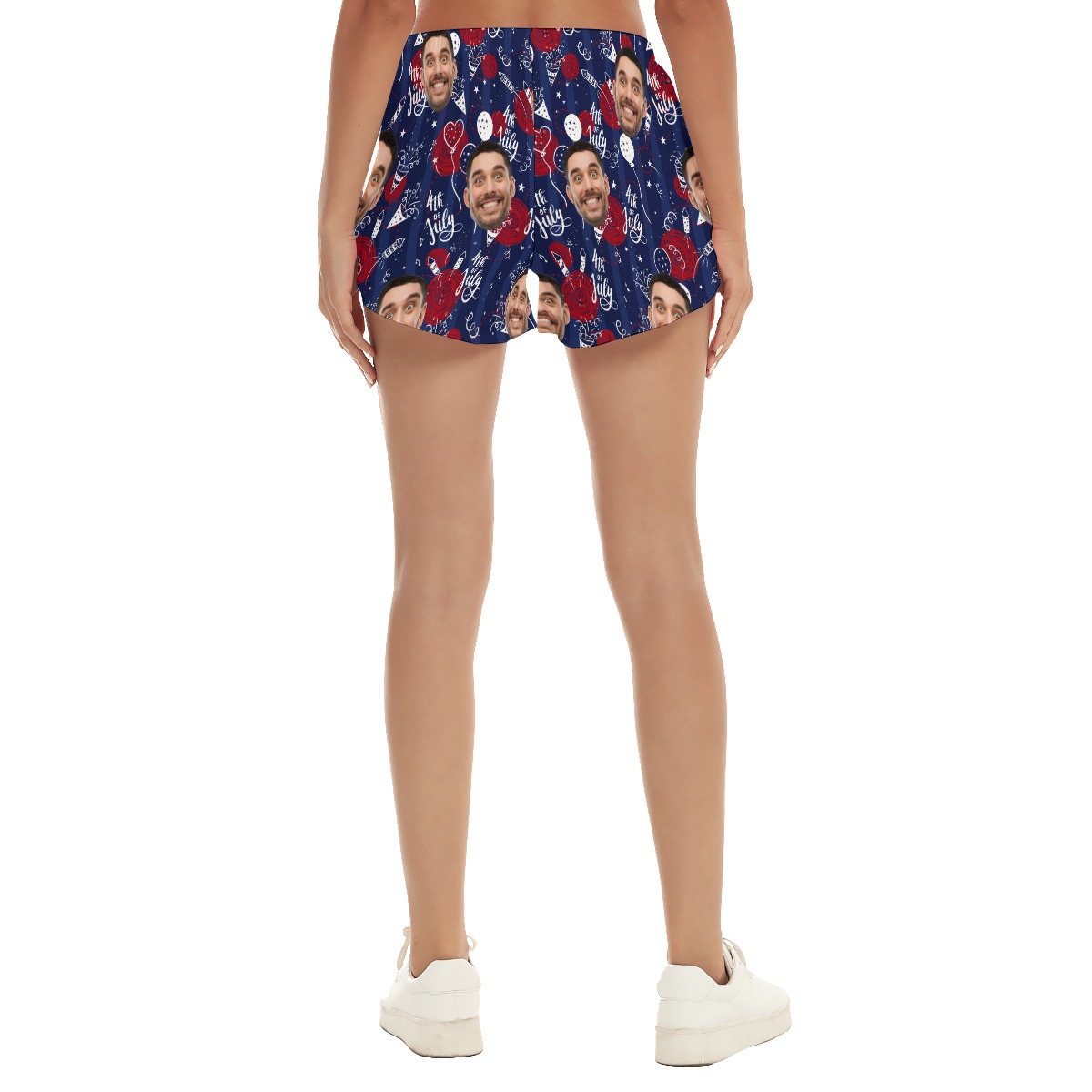 Funny Custom Face 4th Of July Hawaiian Beach Shorts For Women