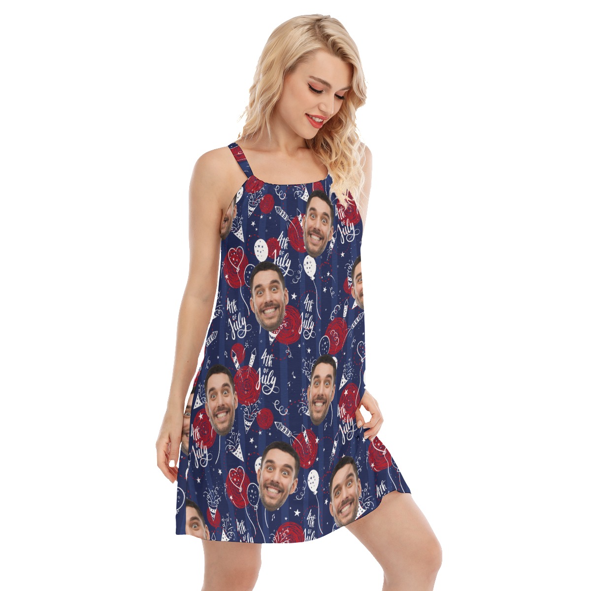 Custom Face 4th Of July Aloha Cami Dress For Women