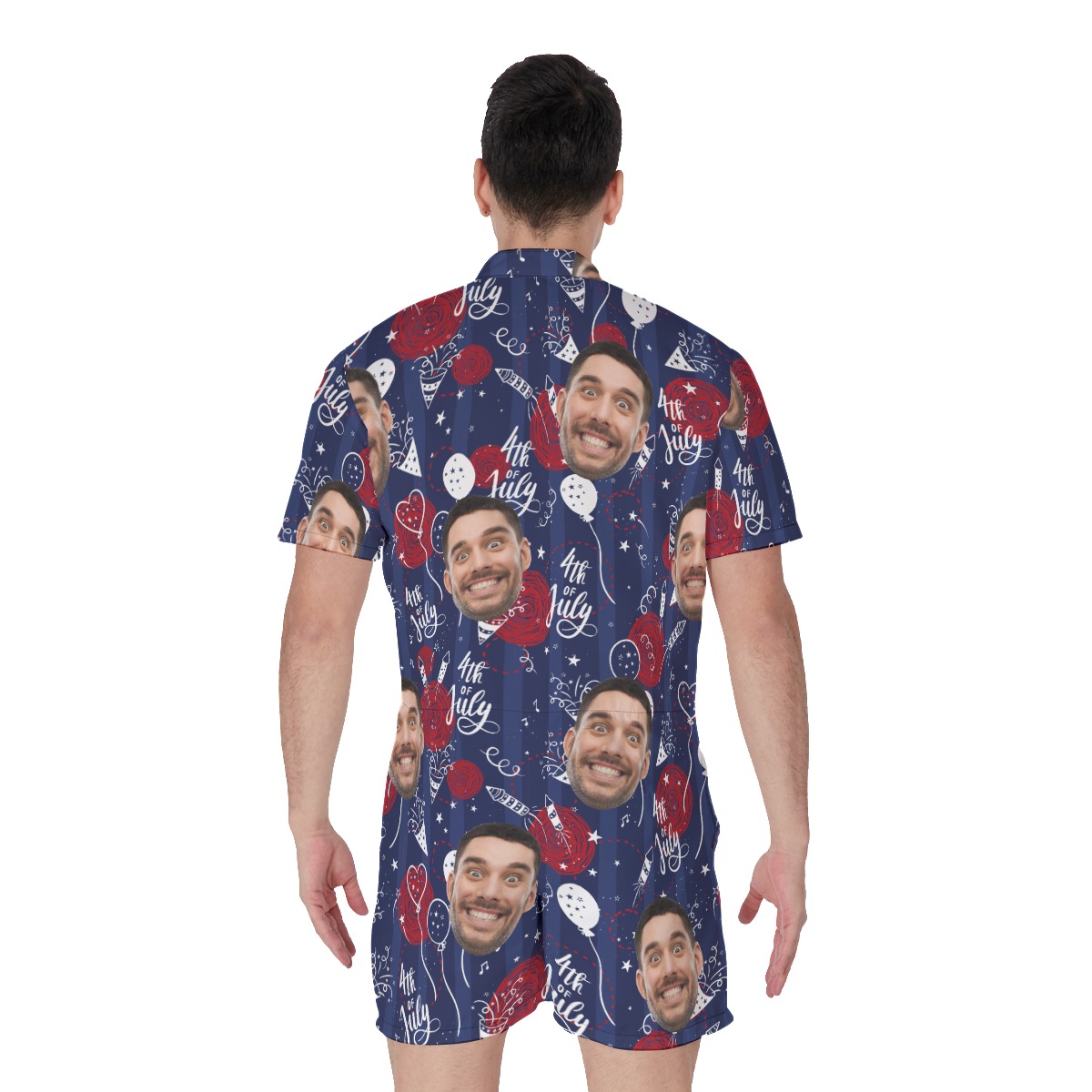 Funny Custom Face 4th Of July Hawaiian Romper For Men