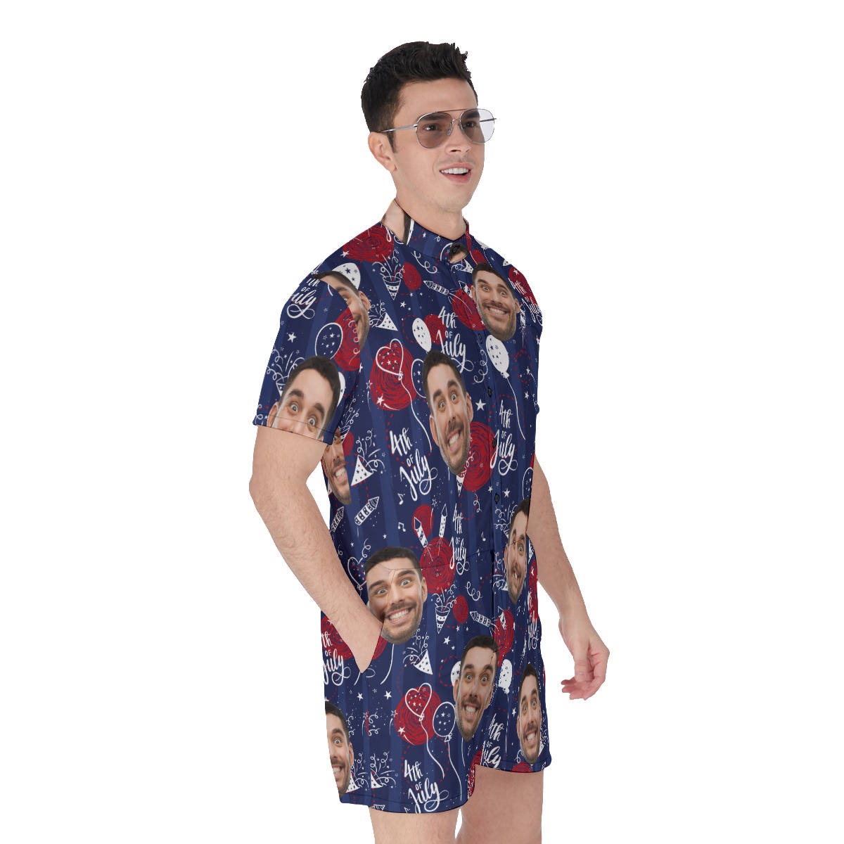Funny Custom Face 4th Of July Hawaiian Romper For Men