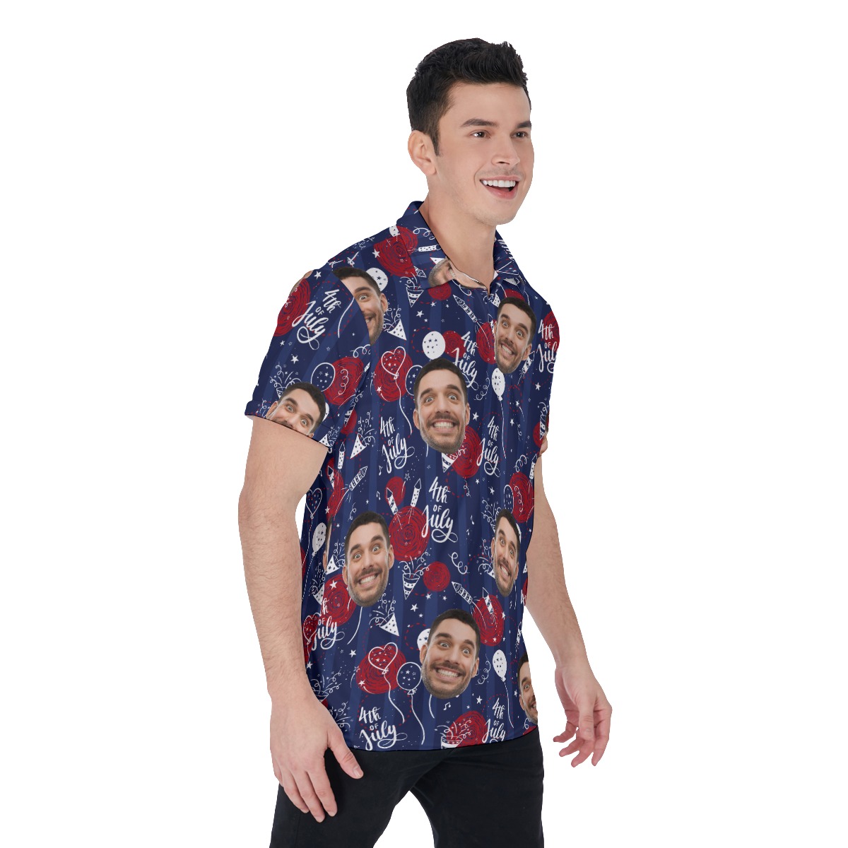 4th Of July Custom Face Hawaiian Polo Shirt