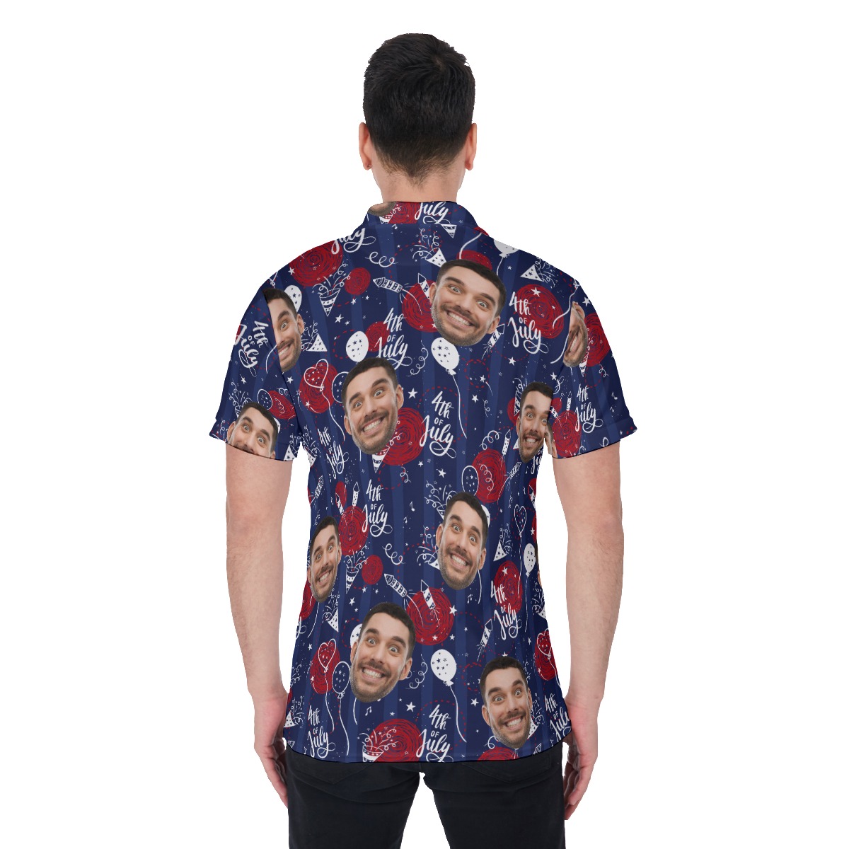 4th Of July Custom Face Hawaiian Polo Shirt