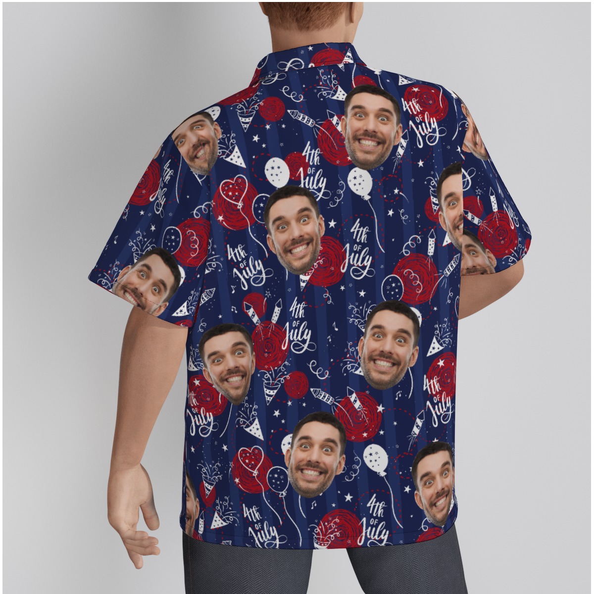 Custom Face 4th Of July Navy Hawaiian Shirt