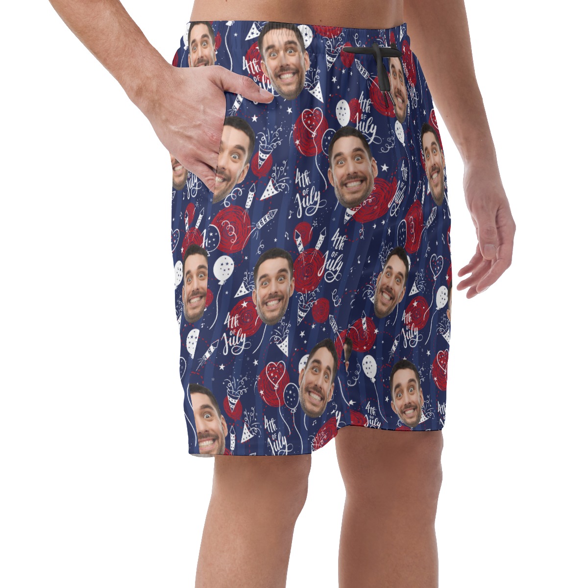 Funny Custom Face 4th Of July Hawaiian Summer Shorts For Men
