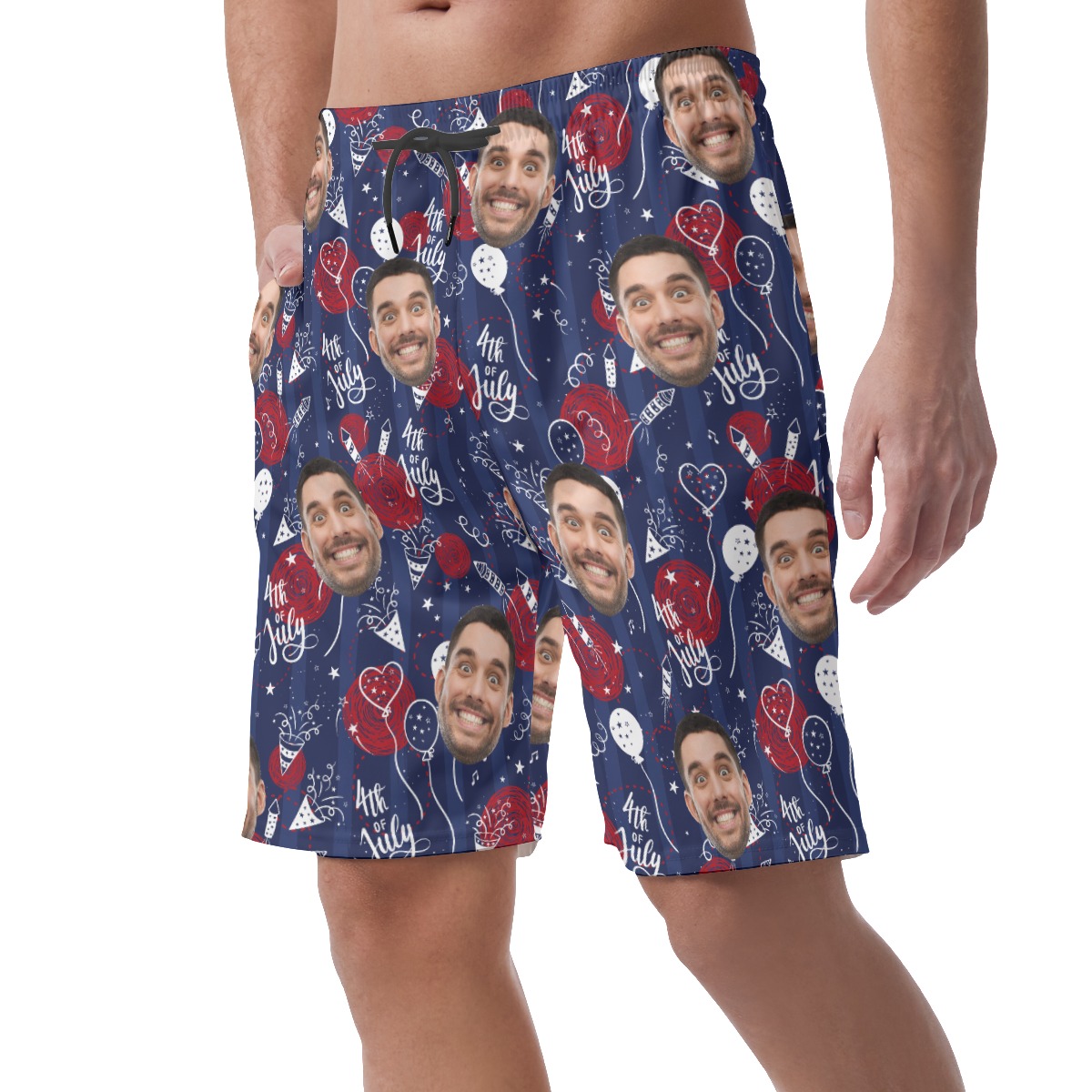 Funny Custom Face 4th Of July Hawaiian Summer Shorts For Men