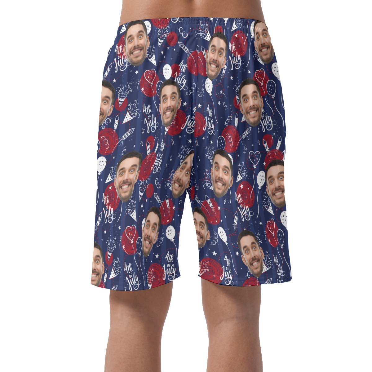 Funny Custom Face 4th Of July Hawaiian Summer Shorts For Men