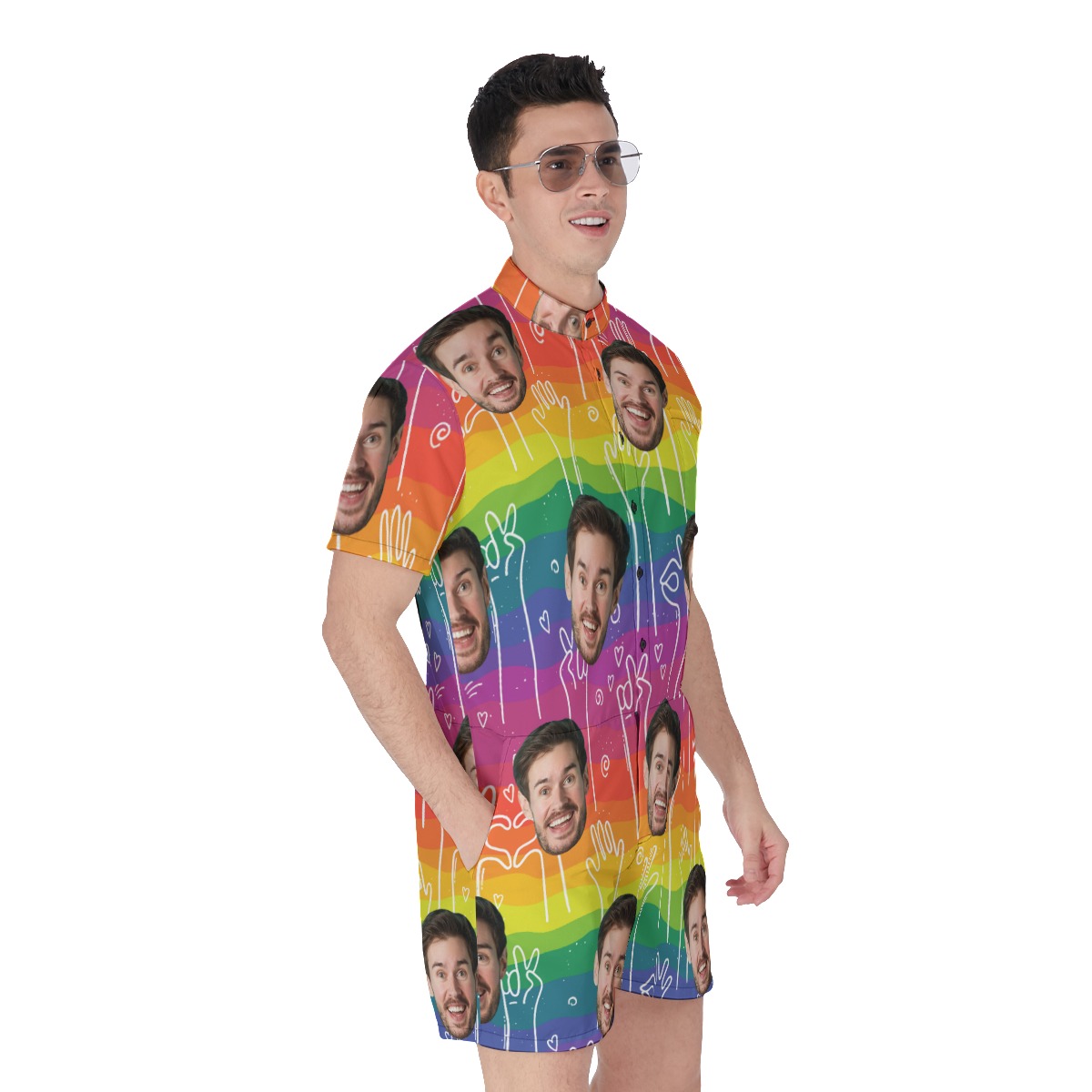 Custom Face Pride Flags Hawaiian Romper