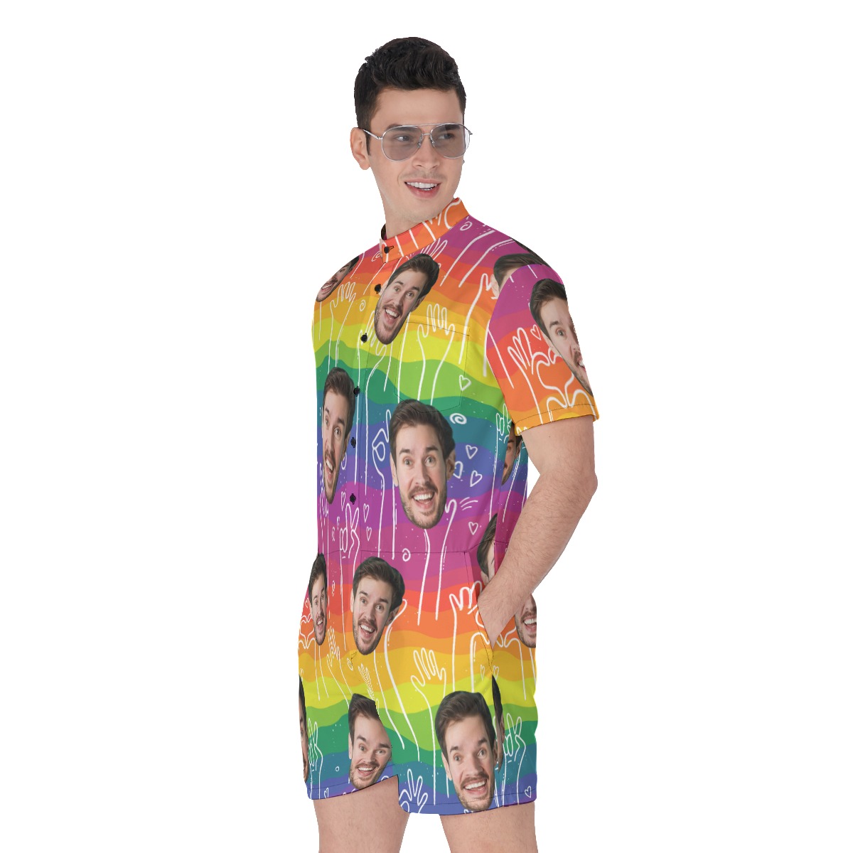 Custom Face Pride Flags Hawaiian Romper
