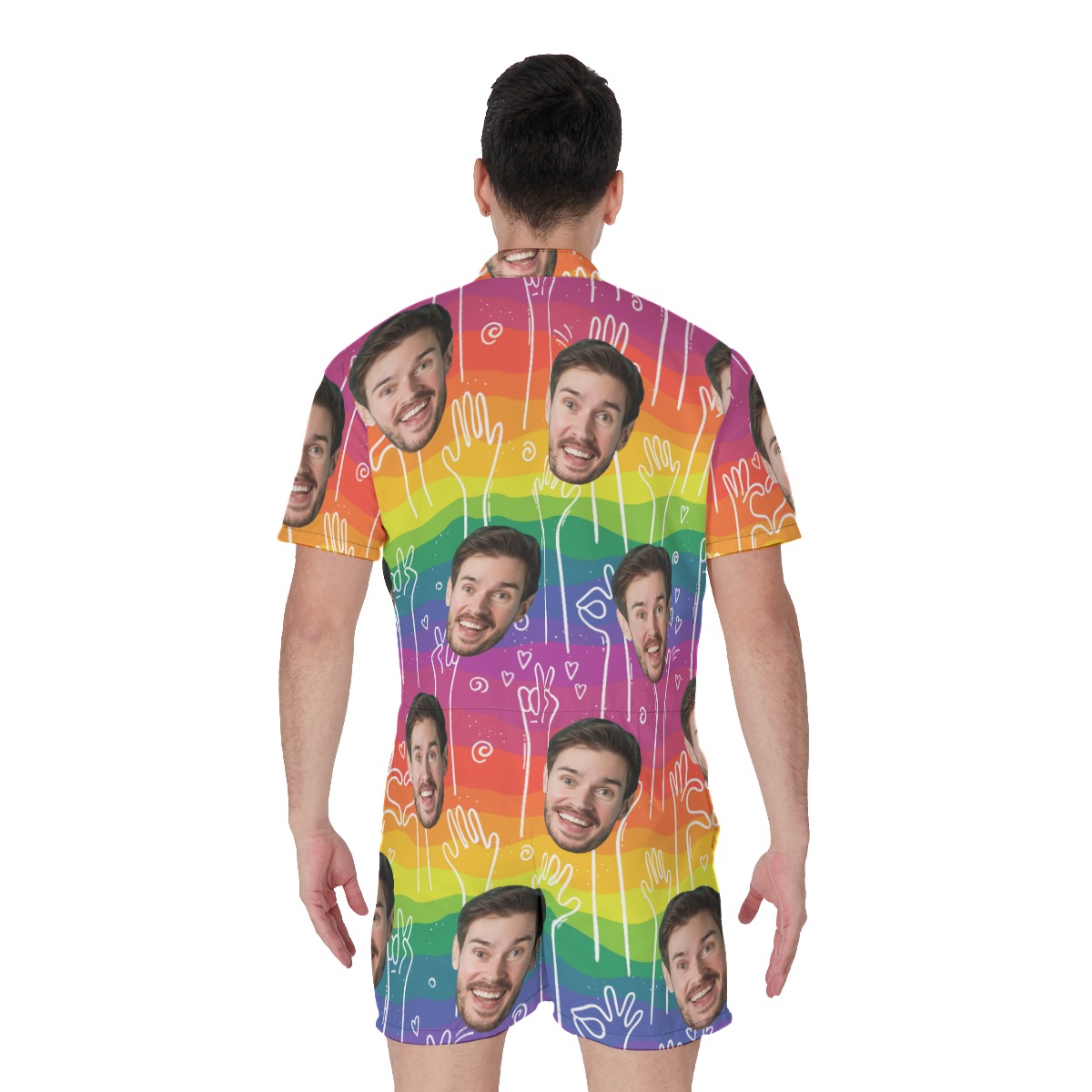 Custom Face Pride Flags Hawaiian Romper