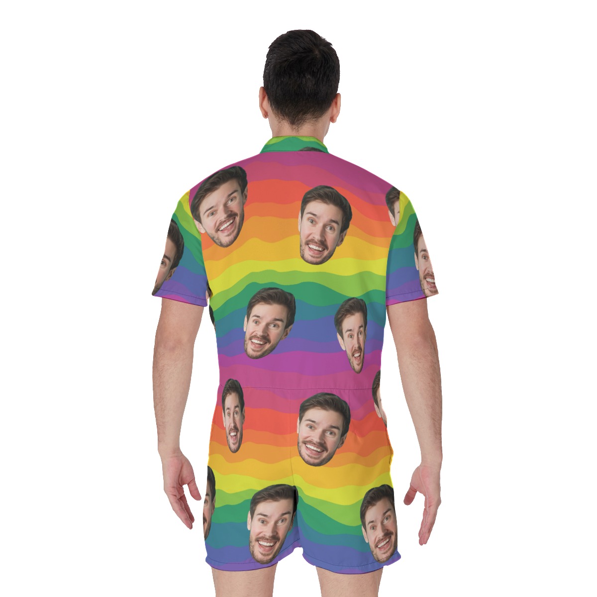 LGBT Pride Flag Hawaiian Romper With Custom Face