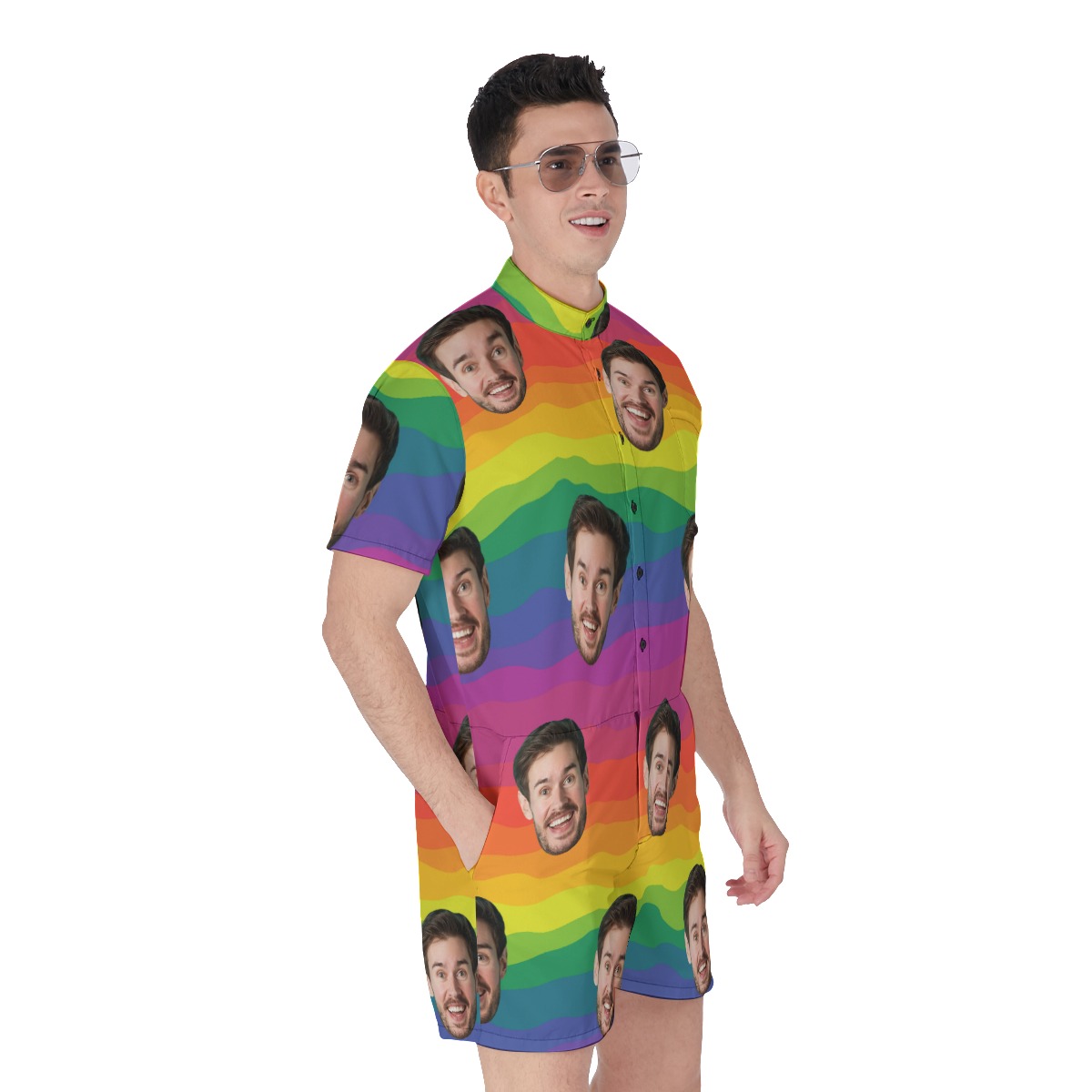 LGBT Pride Flag Hawaiian Romper With Custom Face