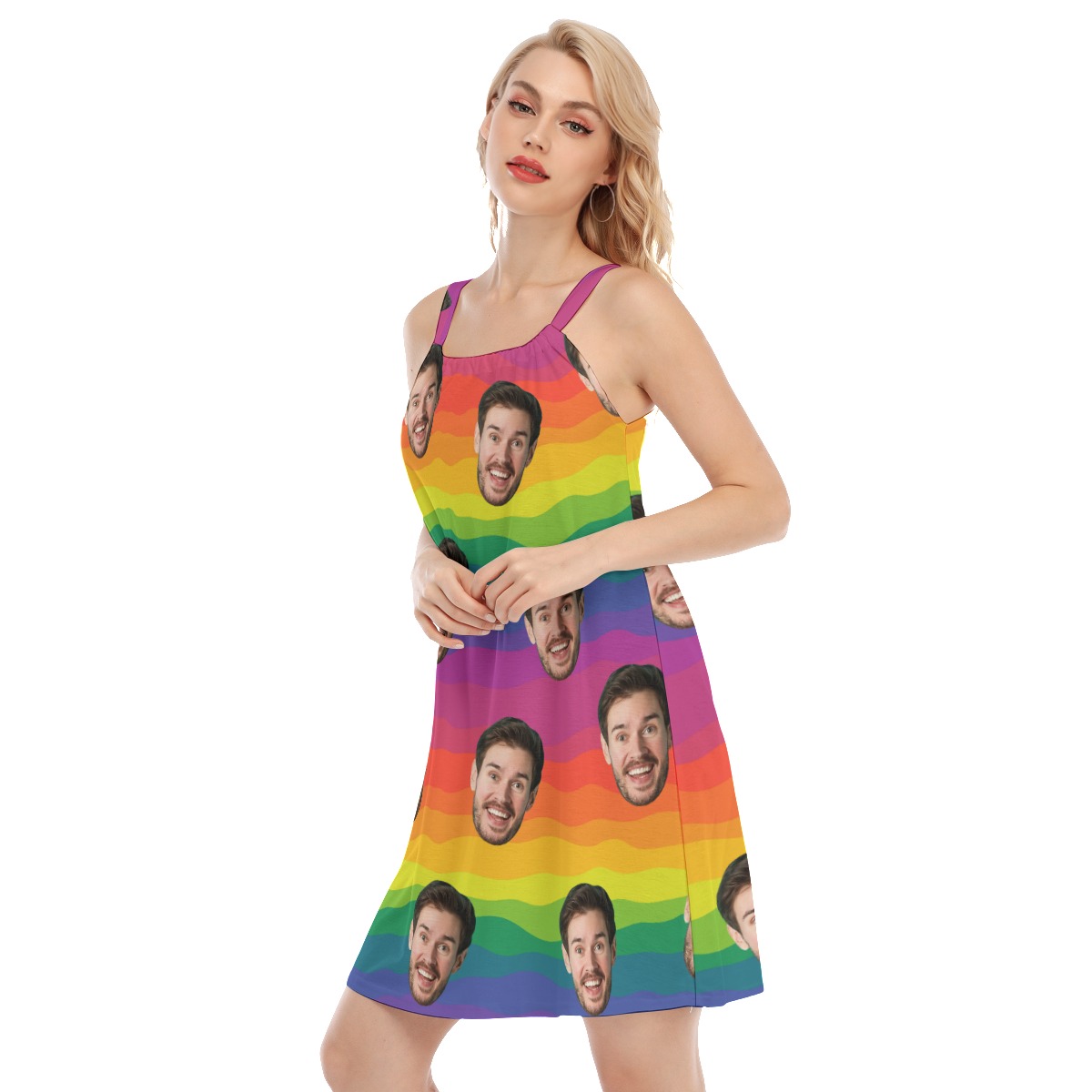 LGBT Pride Flag Cami Dress With Custom Face