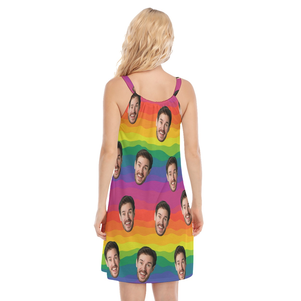 LGBT Pride Flag Cami Dress With Custom Face