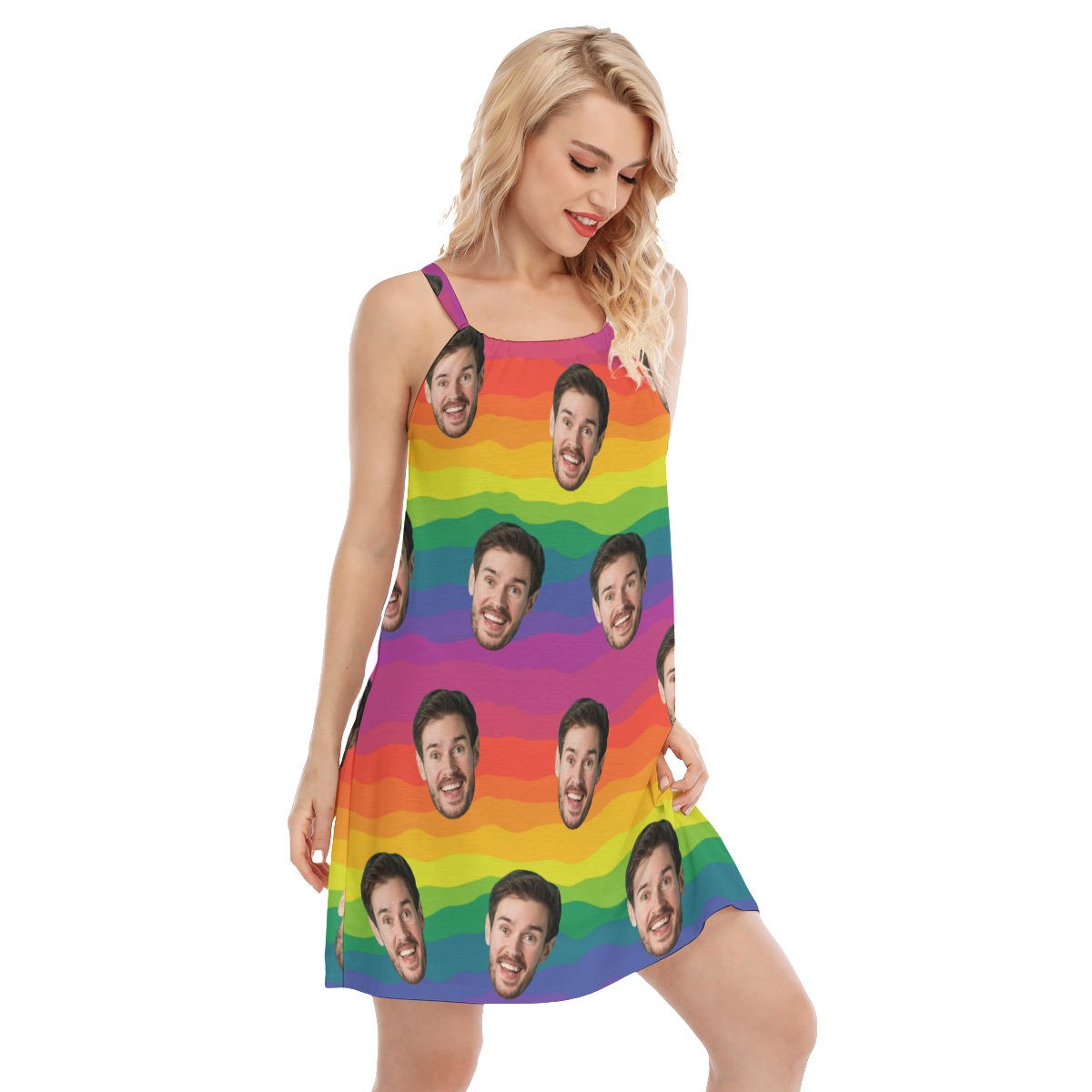 LGBT Pride Flag Cami Dress With Custom Face