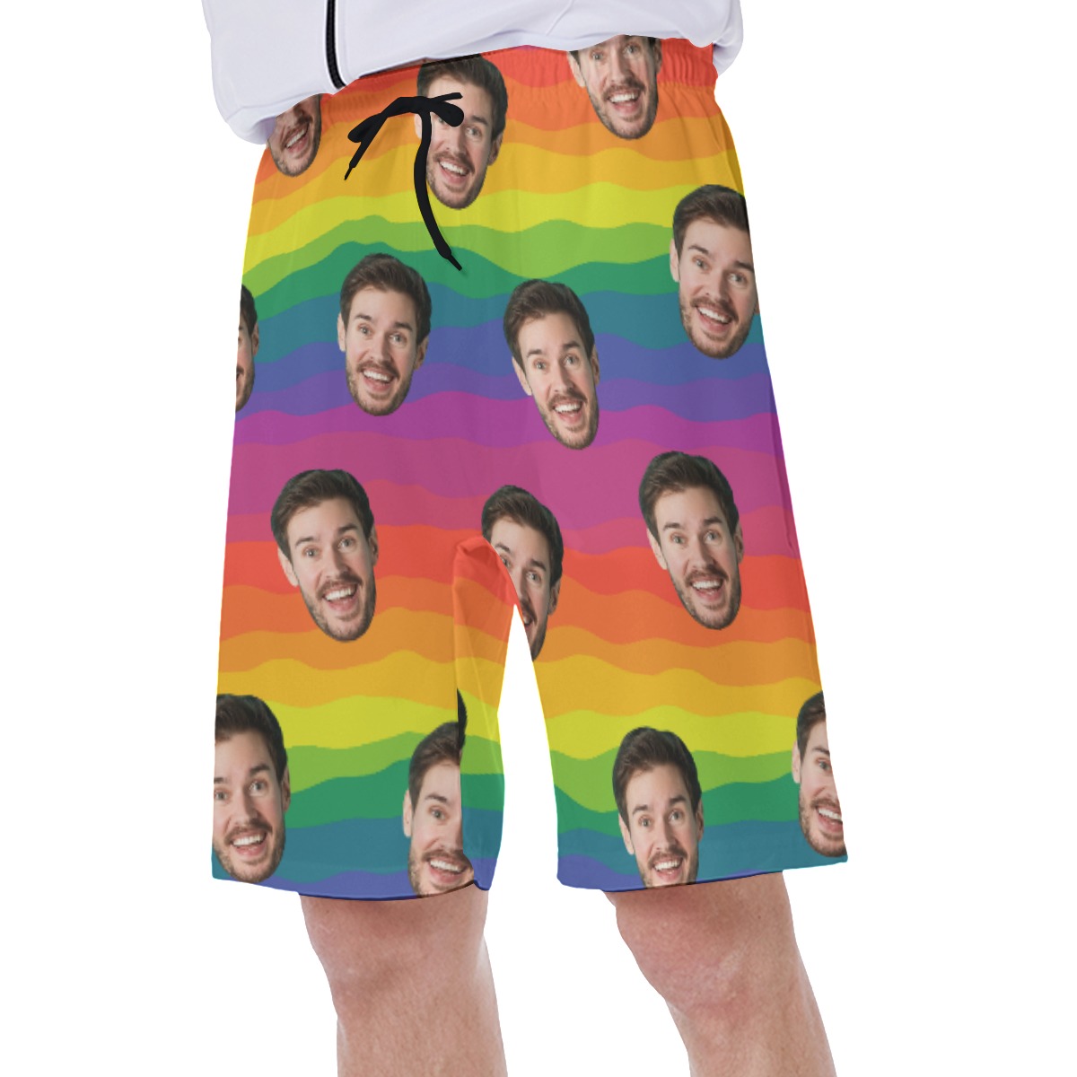 LGBT Pride Flag Custom Face Hawaiian Shorts