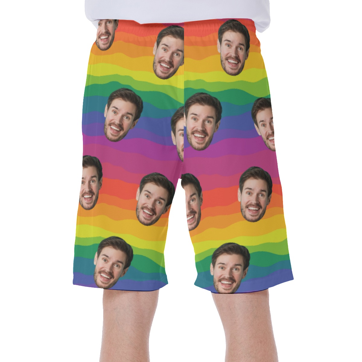 LGBT Pride Flag Custom Face Hawaiian Shorts