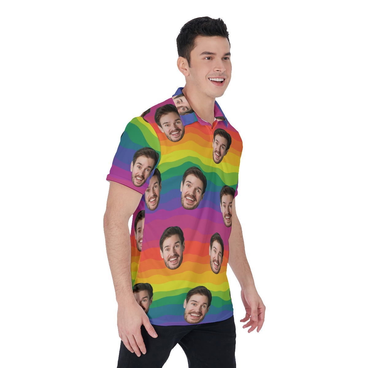 LGBT Pride Flag Custom Face Polo Shirt