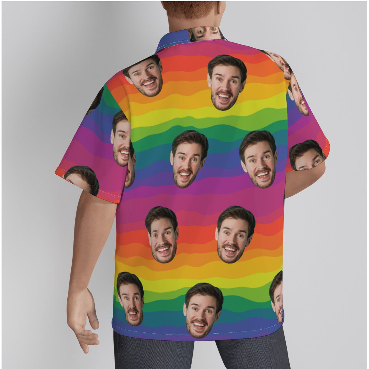 LGBT Pride Flag Hawaiian Shirt With Custom Face