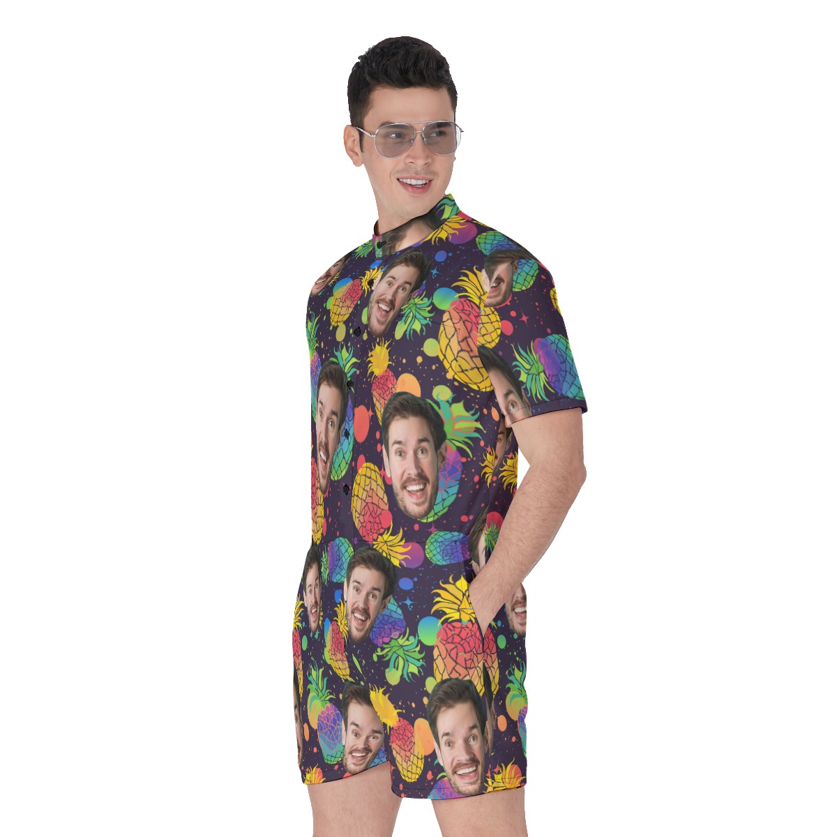 Pride Month Pineapple Custom Face Hawaiian Romper