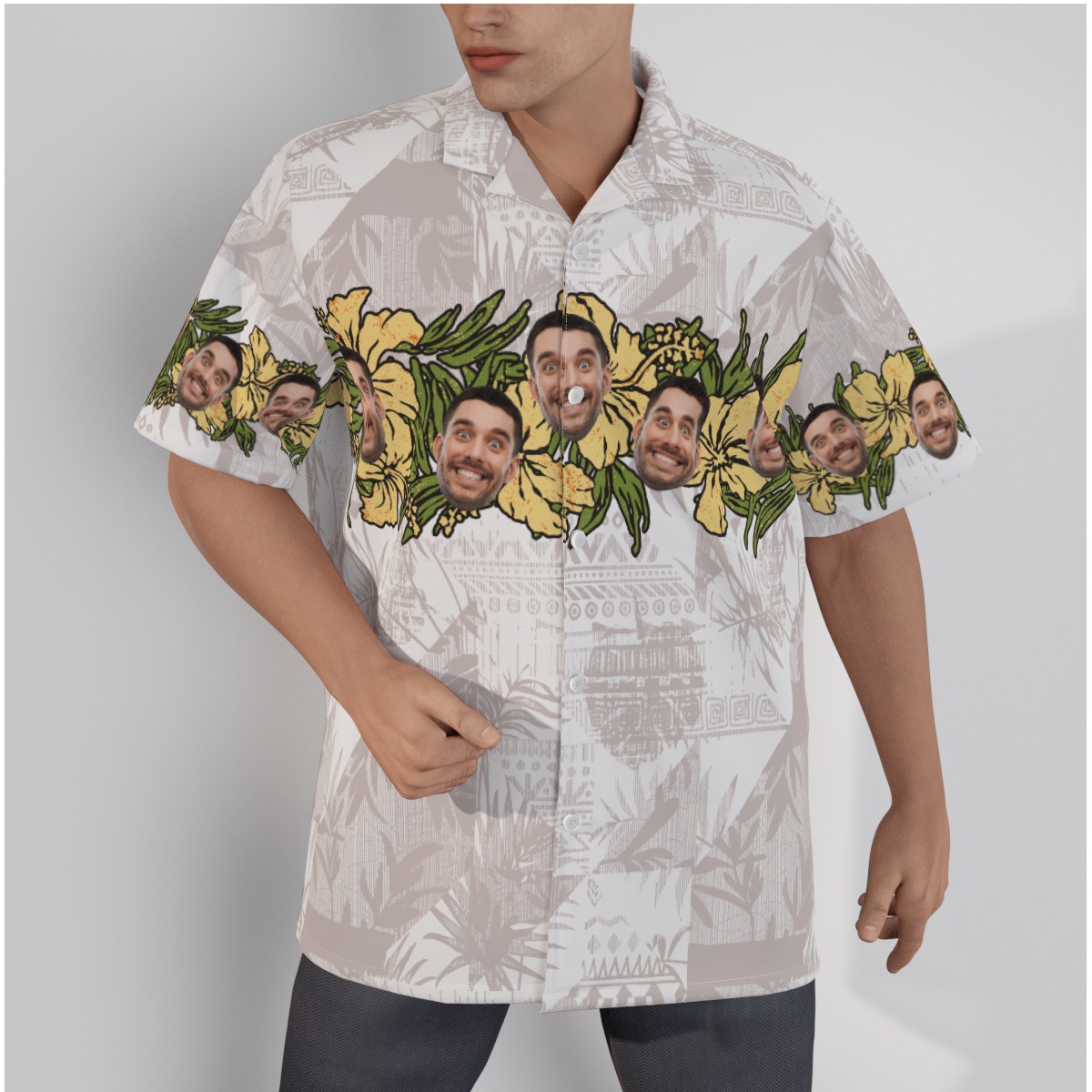 Funny Custom Face Vintage Hibicus Hawaiian Shirt - variant image 1