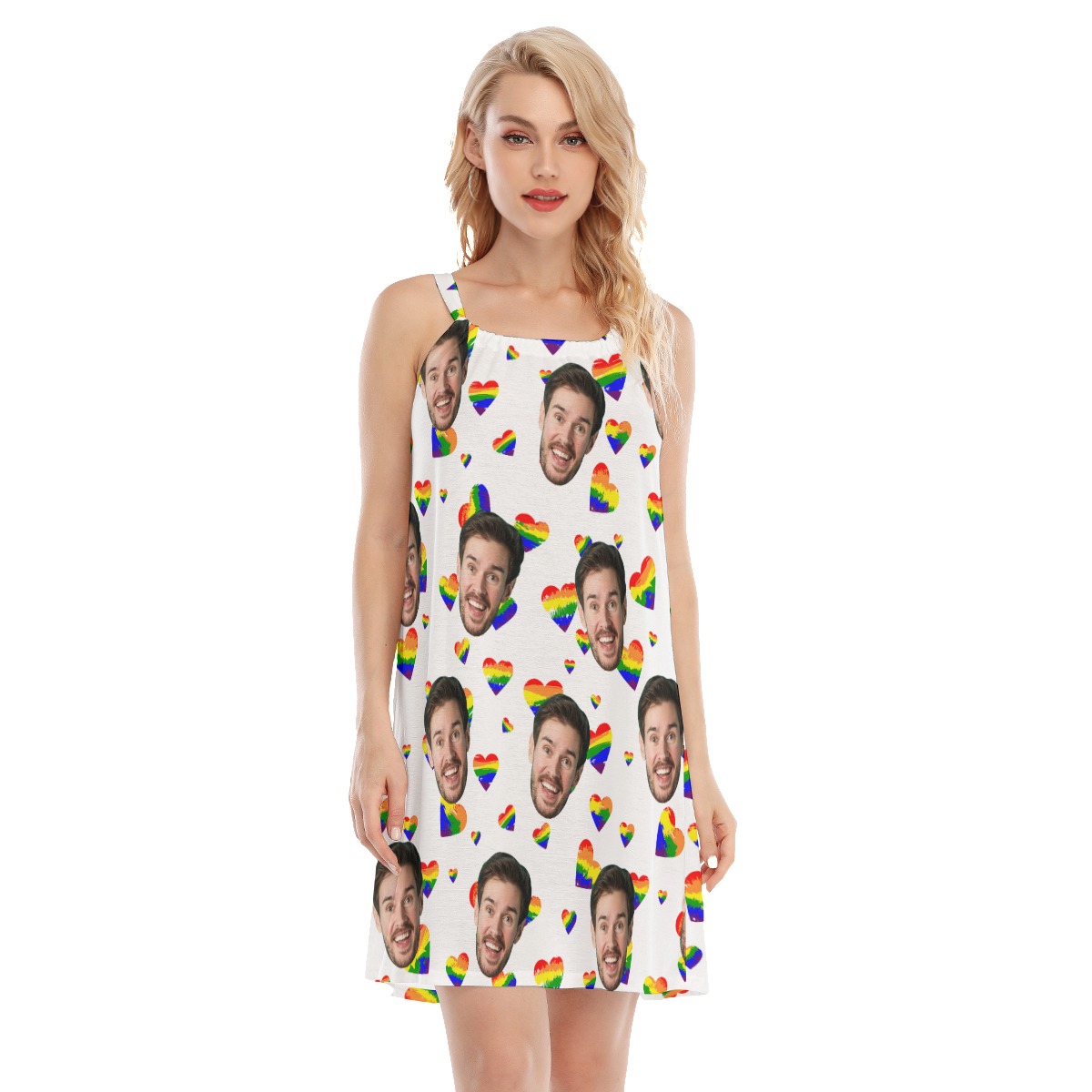 Unique Heart LGBT Cami Dress With Custom Face - variant image 1
