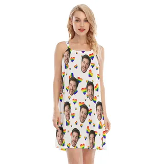 Unique Heart LGBT Cami Dress With Custom Face