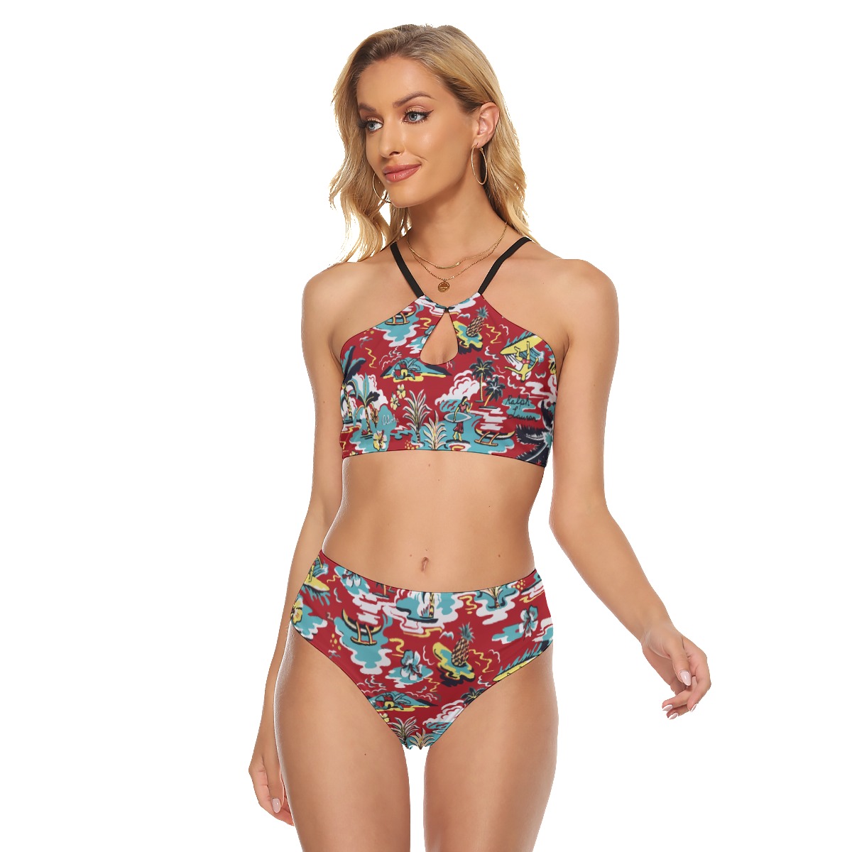 Red Aloha Two Pieces Swimsuit For Women - variant image 1