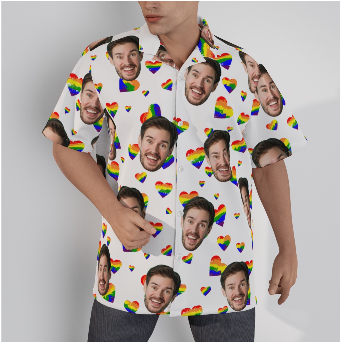 Happy Pride Month Heart Hawaiian Shirt With Custom Face - variant image 1