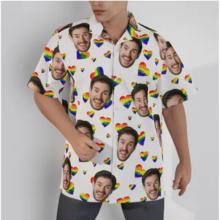 Happy Pride Month Heart Hawaiian Shirt With Custom Face