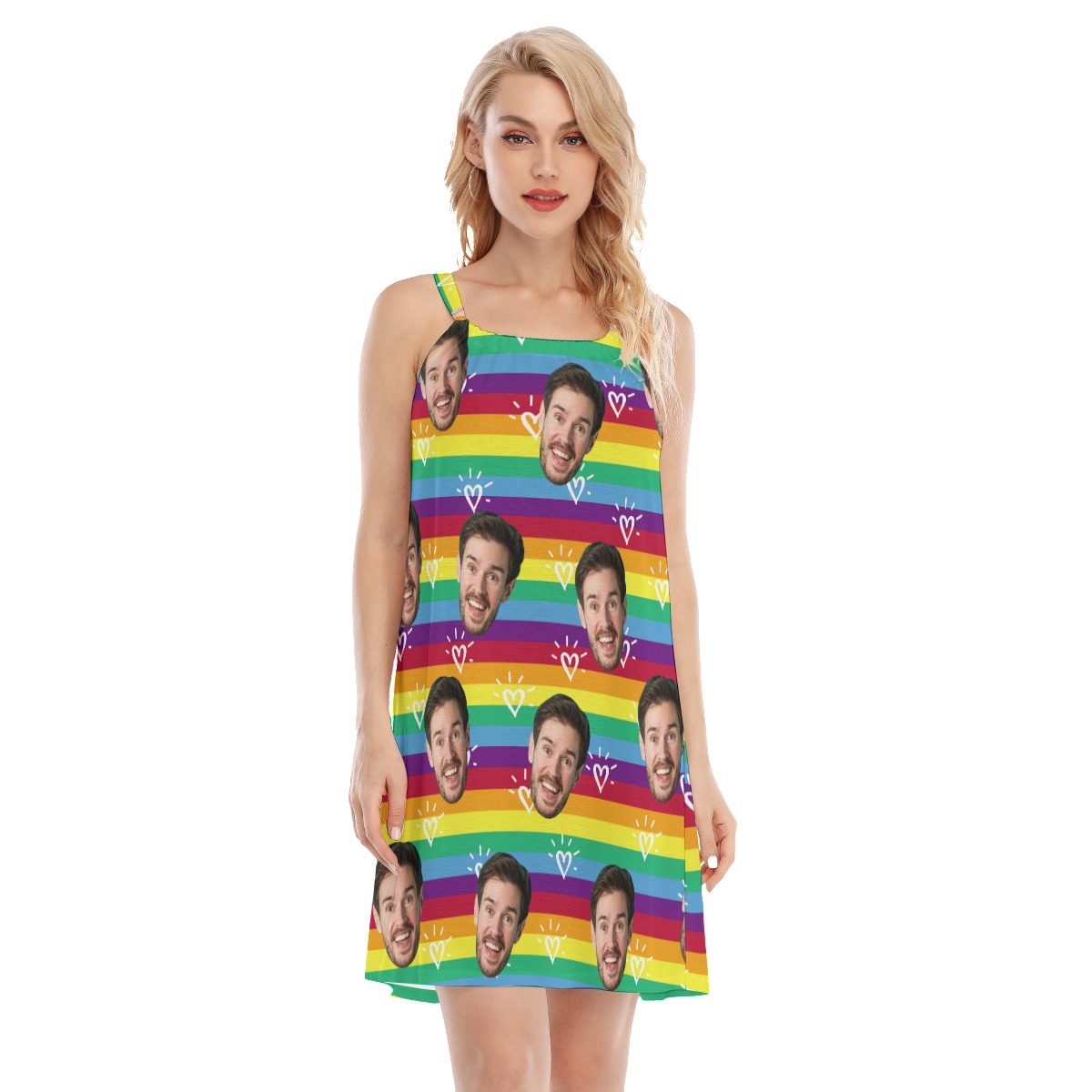 LGBT Rainbow Cami Dress With Custom Face - variant image 1