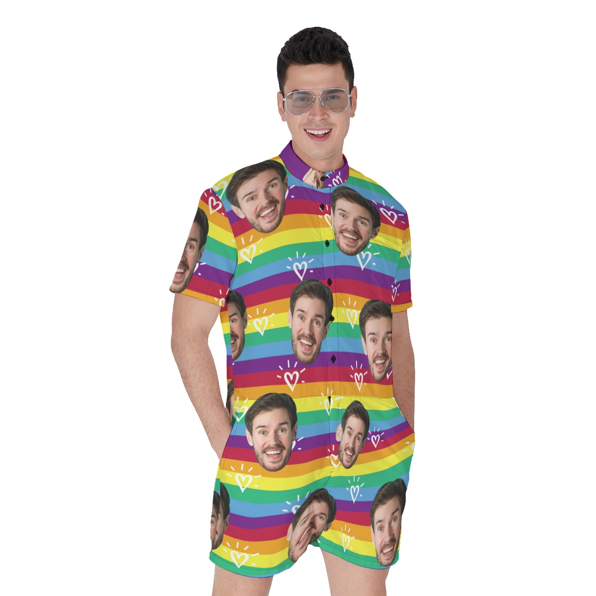 LGBT Pride Month Hawaiian Romper With Custom Face - variant image 1