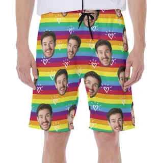 LGBT Pride Month Hawaiian Shorts With Custom Face