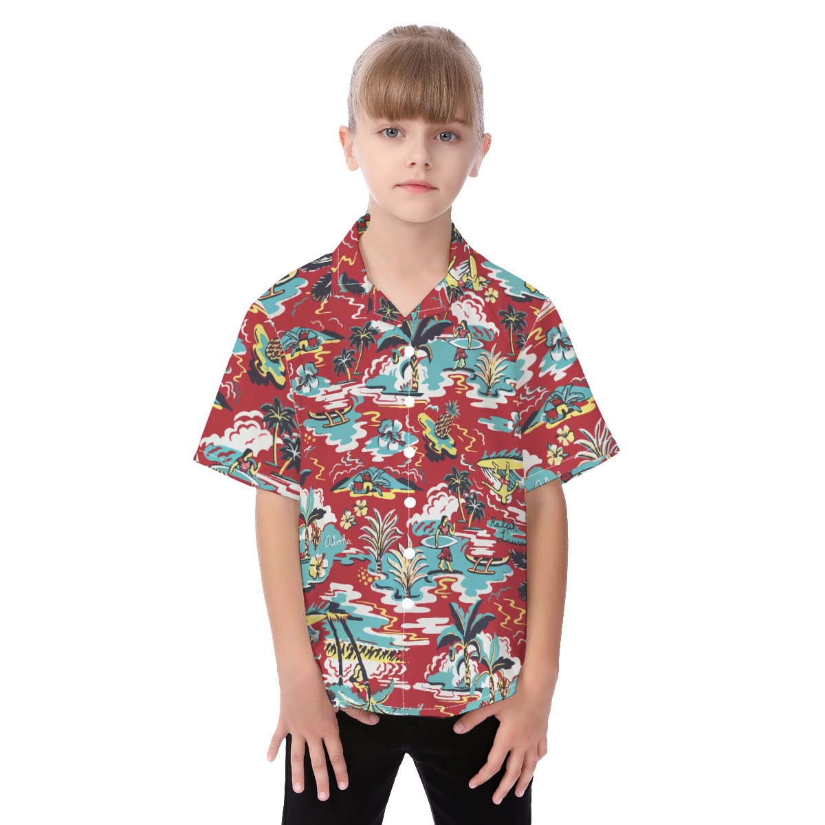 Red Aloha Hawaiian Shirt For Toddler And Kids - variant image 1