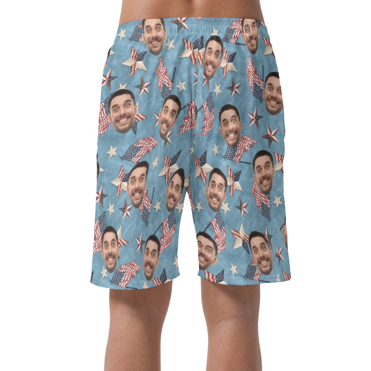 American Flag Custom Face Hawaiian Summer Shorts For Men