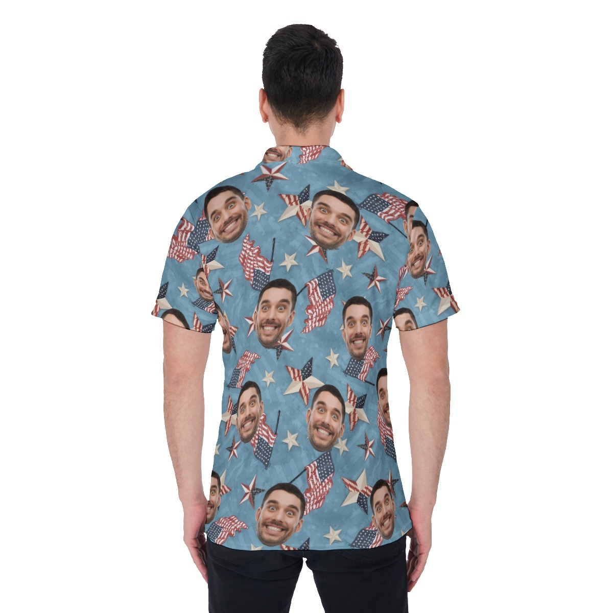 American Flag Custom Face Hawaiian Golf Shirt For Men