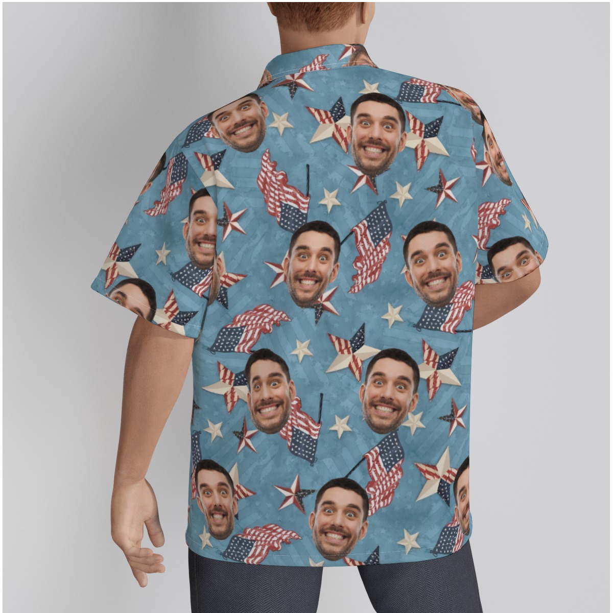 Funny Custom Face American Flag Hawaiian Shirt