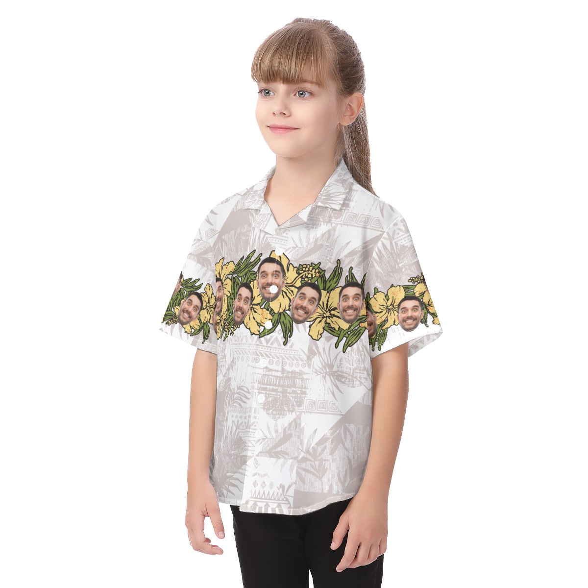 Cute Custom Face Floral Vintage Hawaiian Shirt For Kids