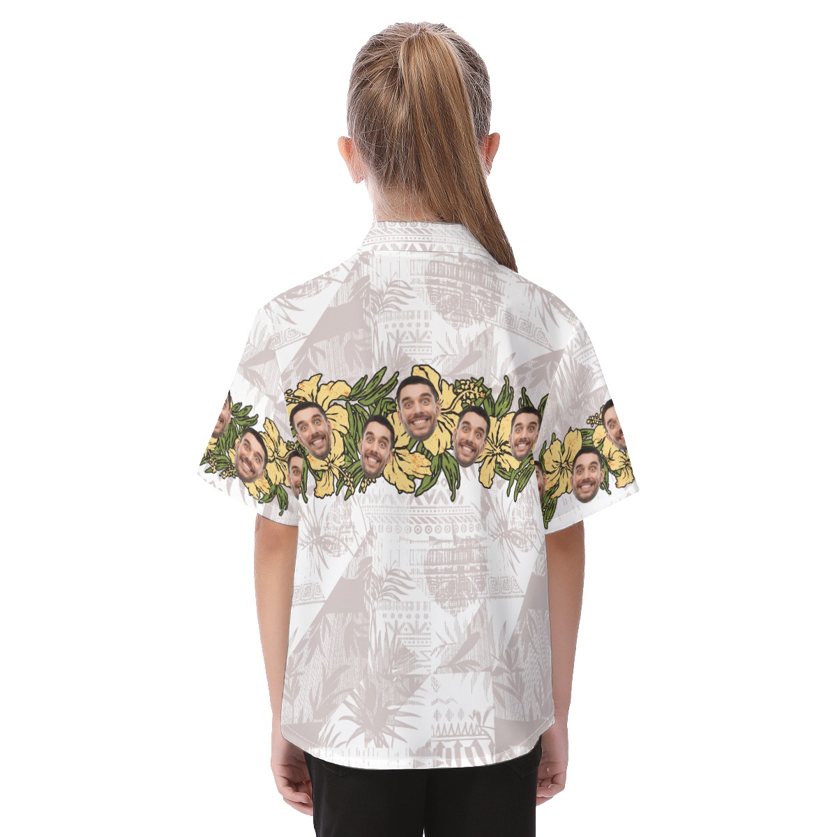 Cute Custom Face Floral Vintage Hawaiian Shirt For Kids